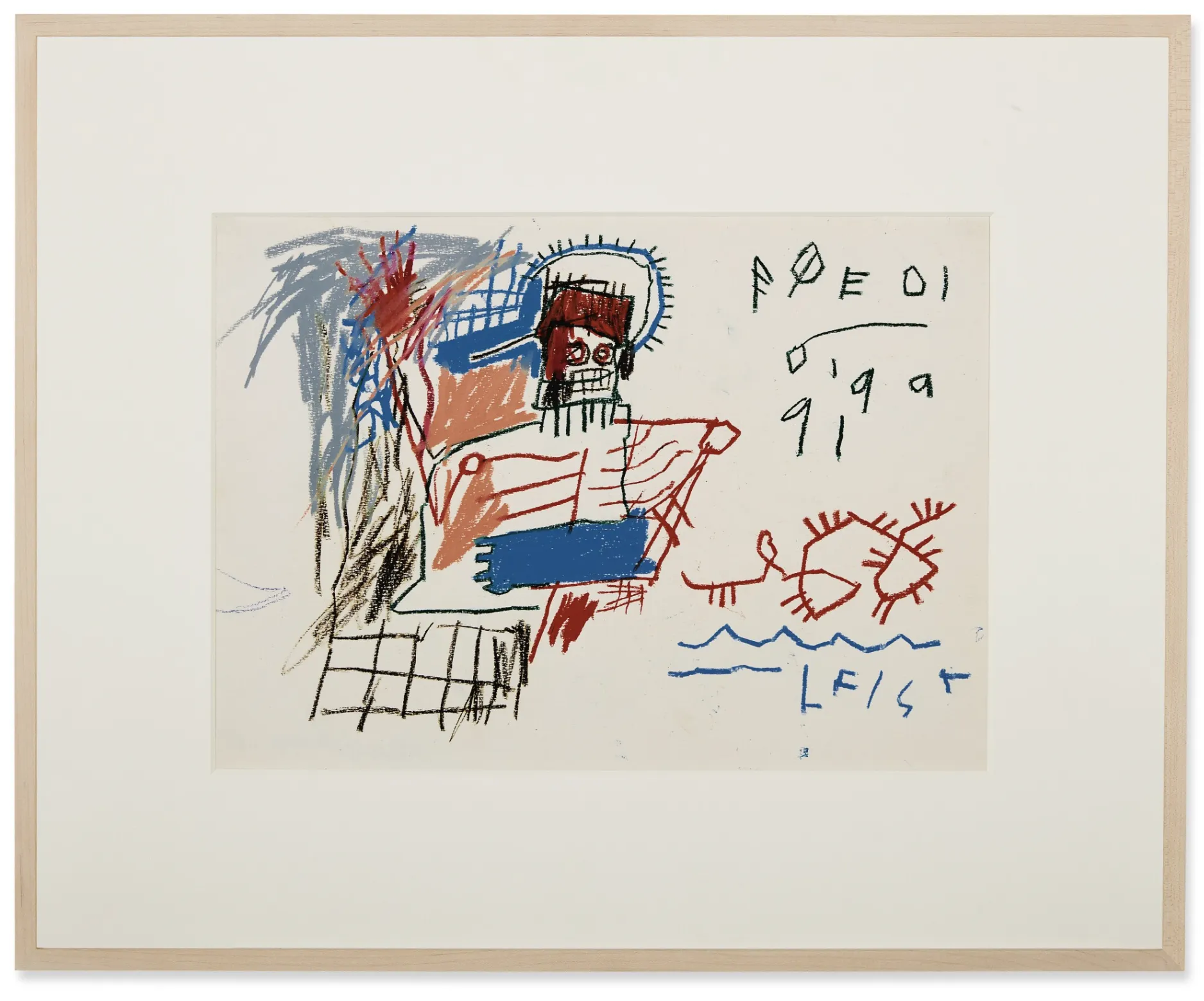 Jean-Michel Basquiat Poedi, 1981 Oil stick on paper , 12 1/2 x 17 3/8 in. (31.8 x 44.1 cm)