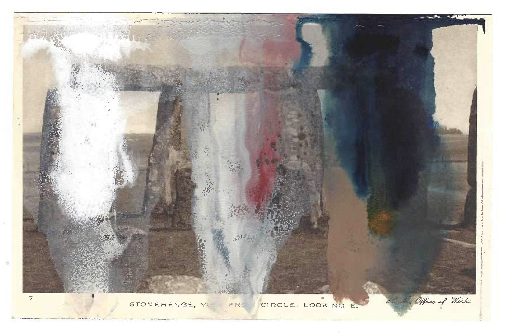 Tacita Dean Found Postcard Monoprint (Stonehenge Looking East), 2018