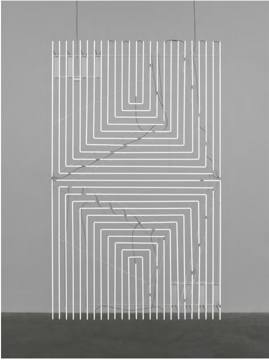 Cerith Wyn Evans Neon after Stella (Arundel Castle), 2022 White neon 100 3/4 x 60 7/8 in. (256 x 154.6...