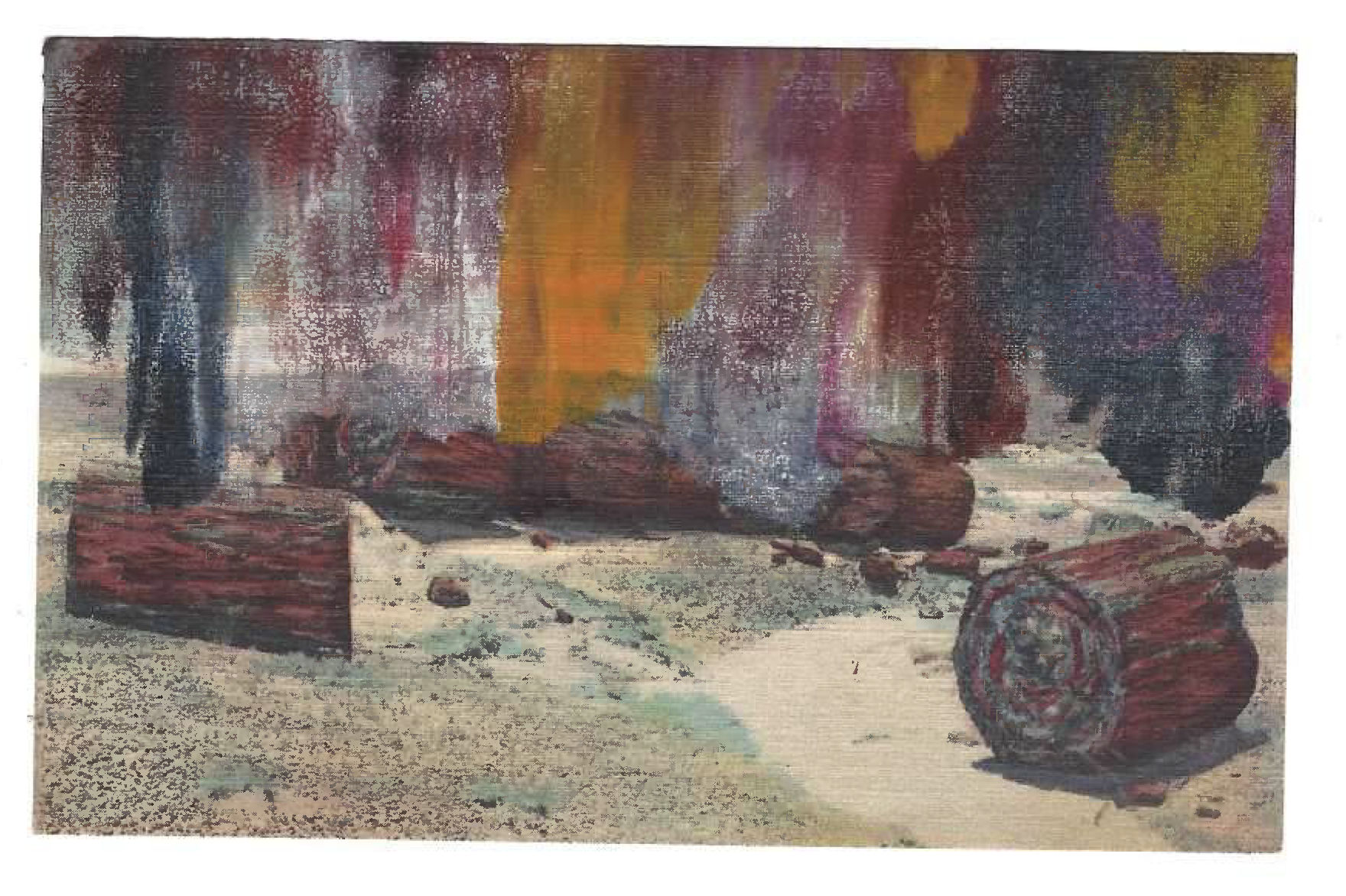 Tacita Dean Found Postcard Monoprint (Drift Logs in Second Forest), 2018