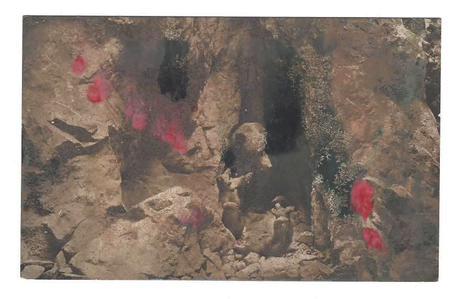 Tacita Dean Found Postcard Monoprint (Group of Northwestern Black Bear), 2018