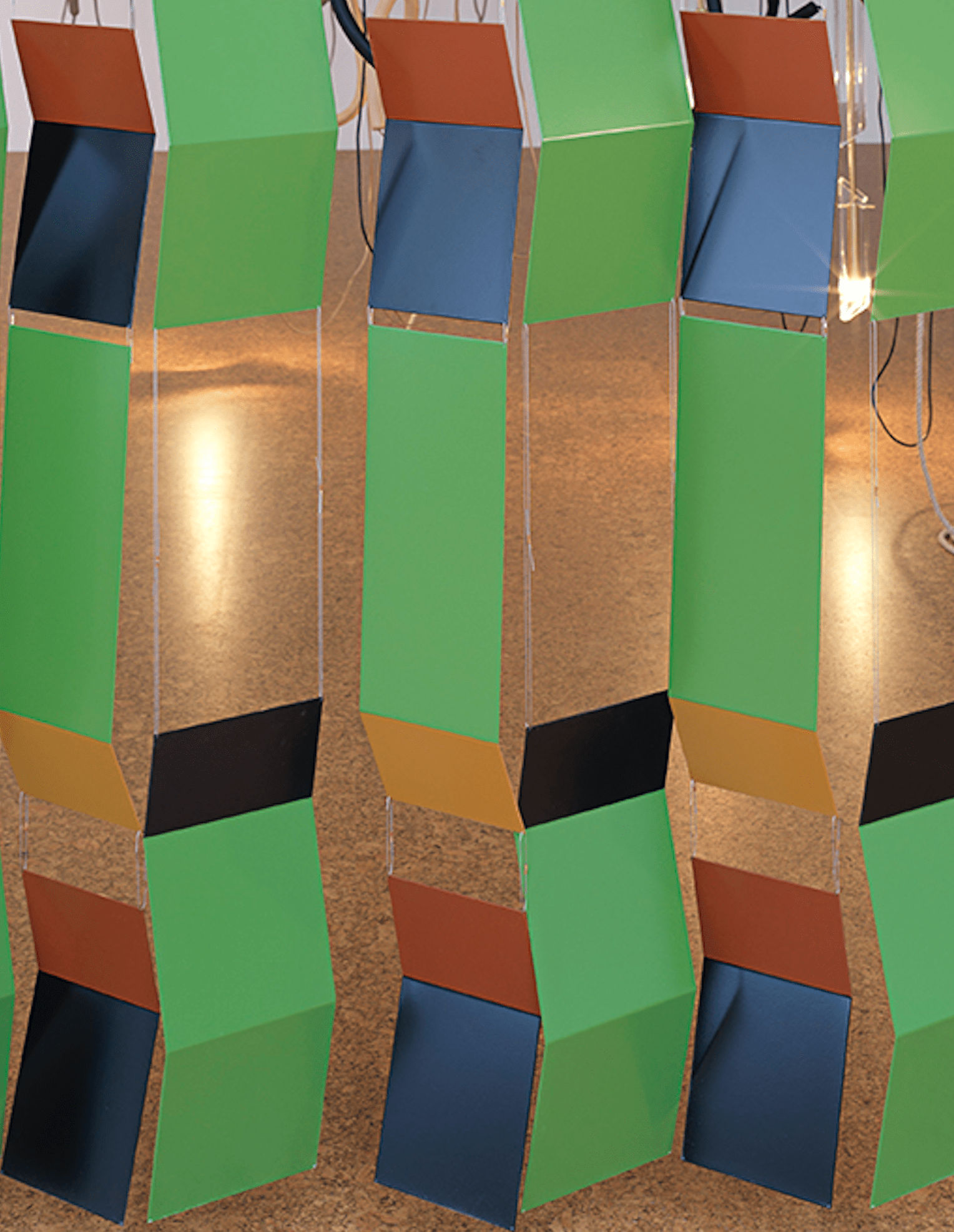 Leonor Antunes alterated climbing form (I, II), 2017 Powder coated brass, stainless steel cable 170 7/8 x 122 1/8 x...