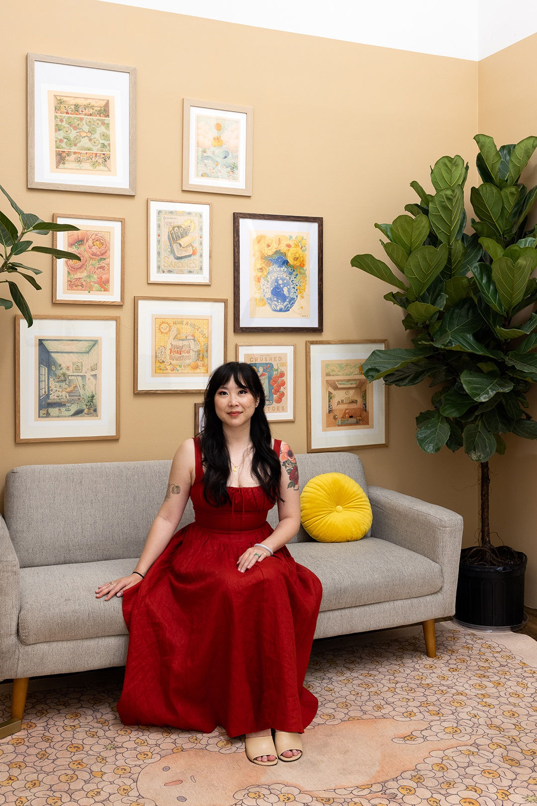 Artist Felicia Chiao at the opening of her exhibition 