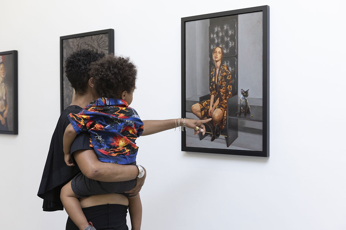 Opening night image from the Figuratively Speaking group exhibition at Harman Projects NYC.