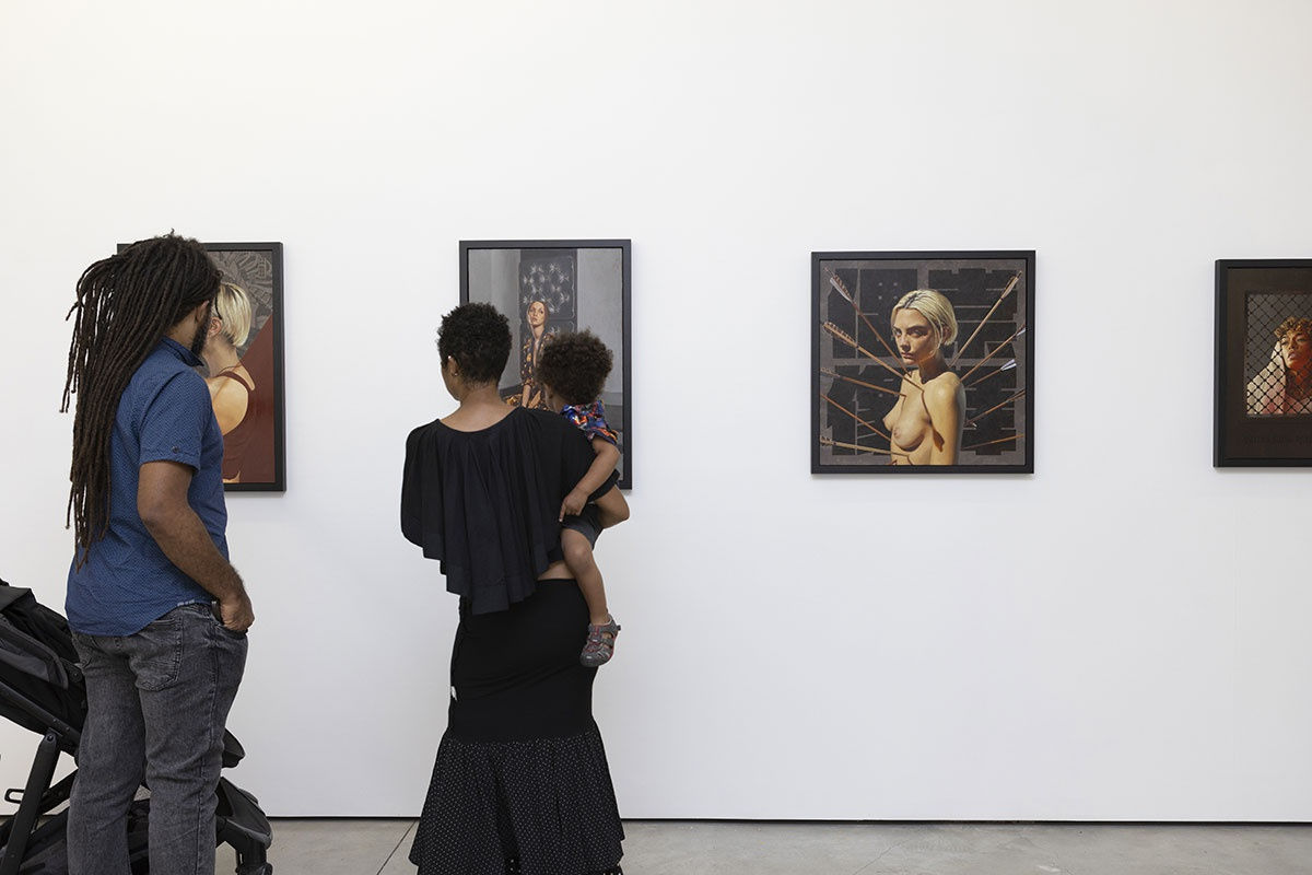 Opening night image from the Figuratively Speaking group exhibition at Harman Projects NYC.