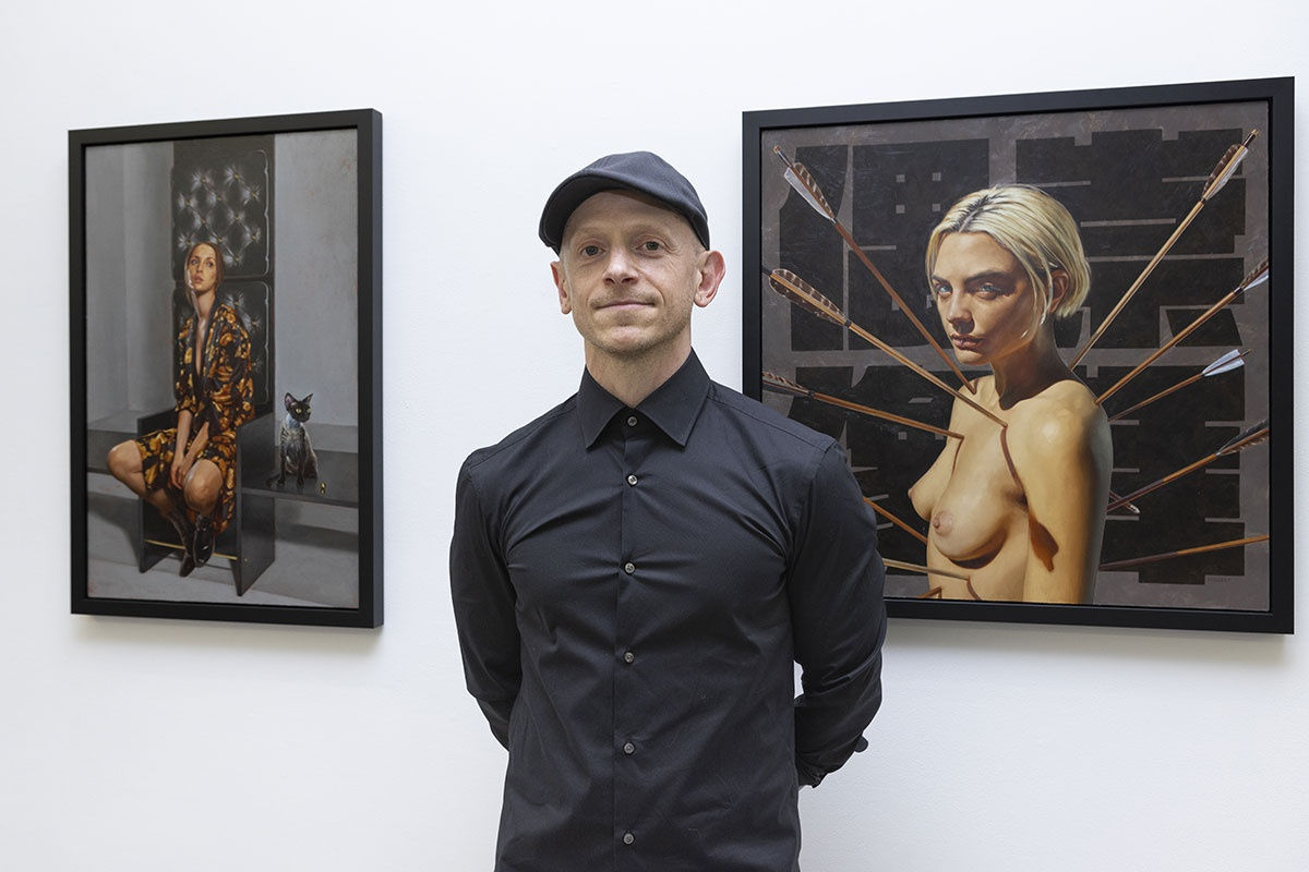 Opening night image from the Figuratively Speaking group exhibition at Harman Projects NYC.