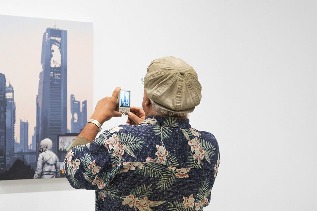 Image from the opening reception of scott listfield's exhibition extinction stories