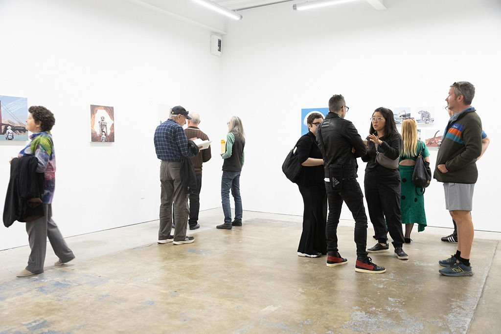 photo from the opening reception of scott listfield's exhibition Extinction stories