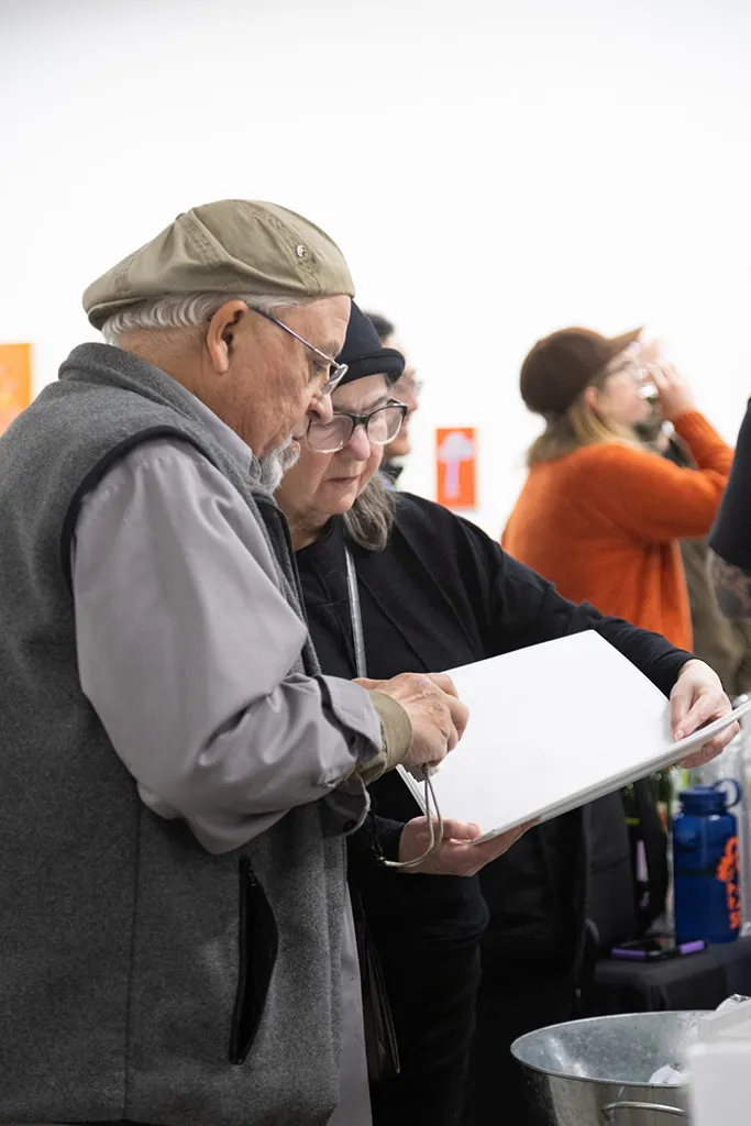 Photo from the opening reception of artist duo KeFe's opening reception for their show Music Island.