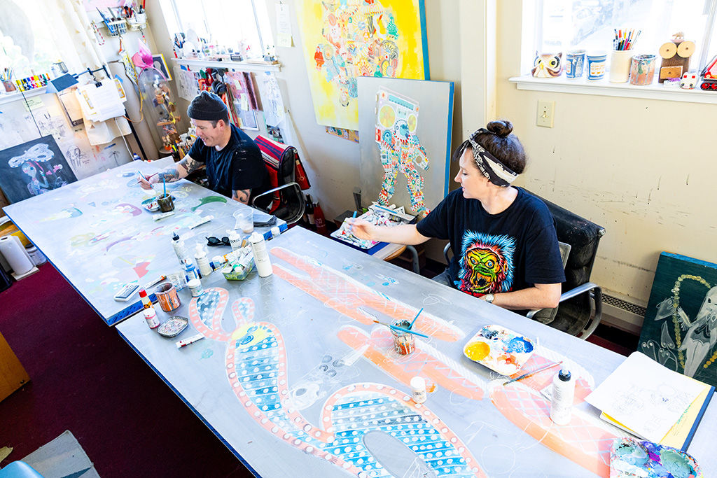 Image of artist duo KeFe's studio/works in progress.