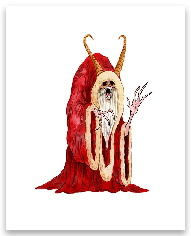 Alex Pardee Krampus ghoulish creature in red robe