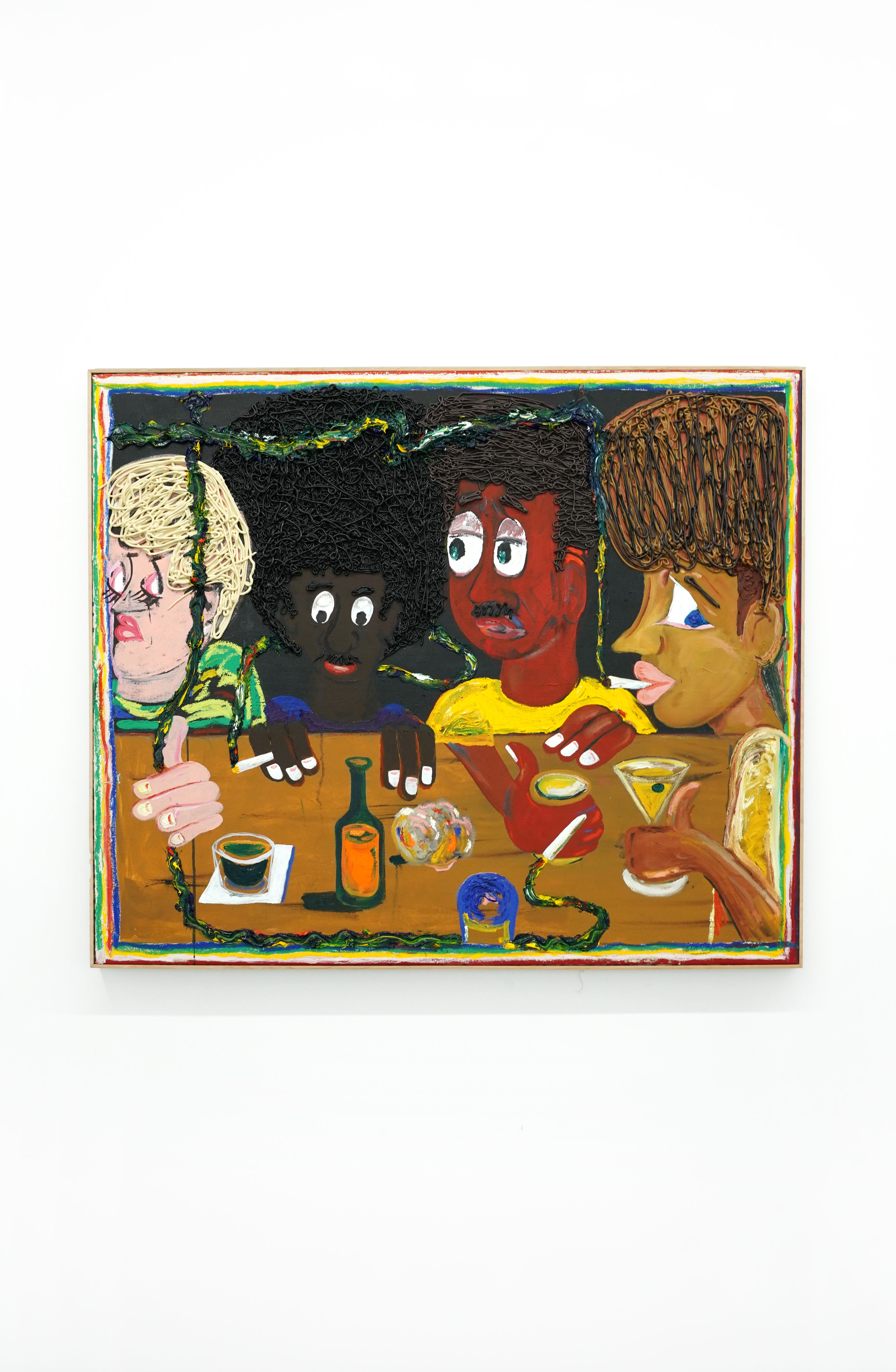 painting of a group of people sitting around a table by Devin Troy Strother