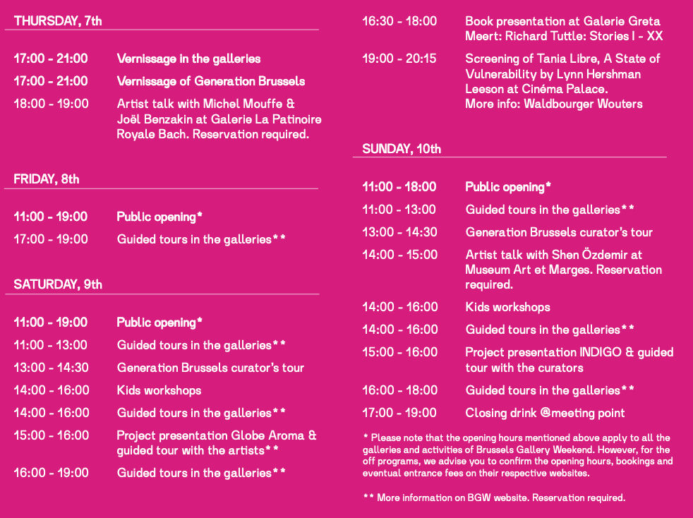 Brussels gallery weekend 2023 program