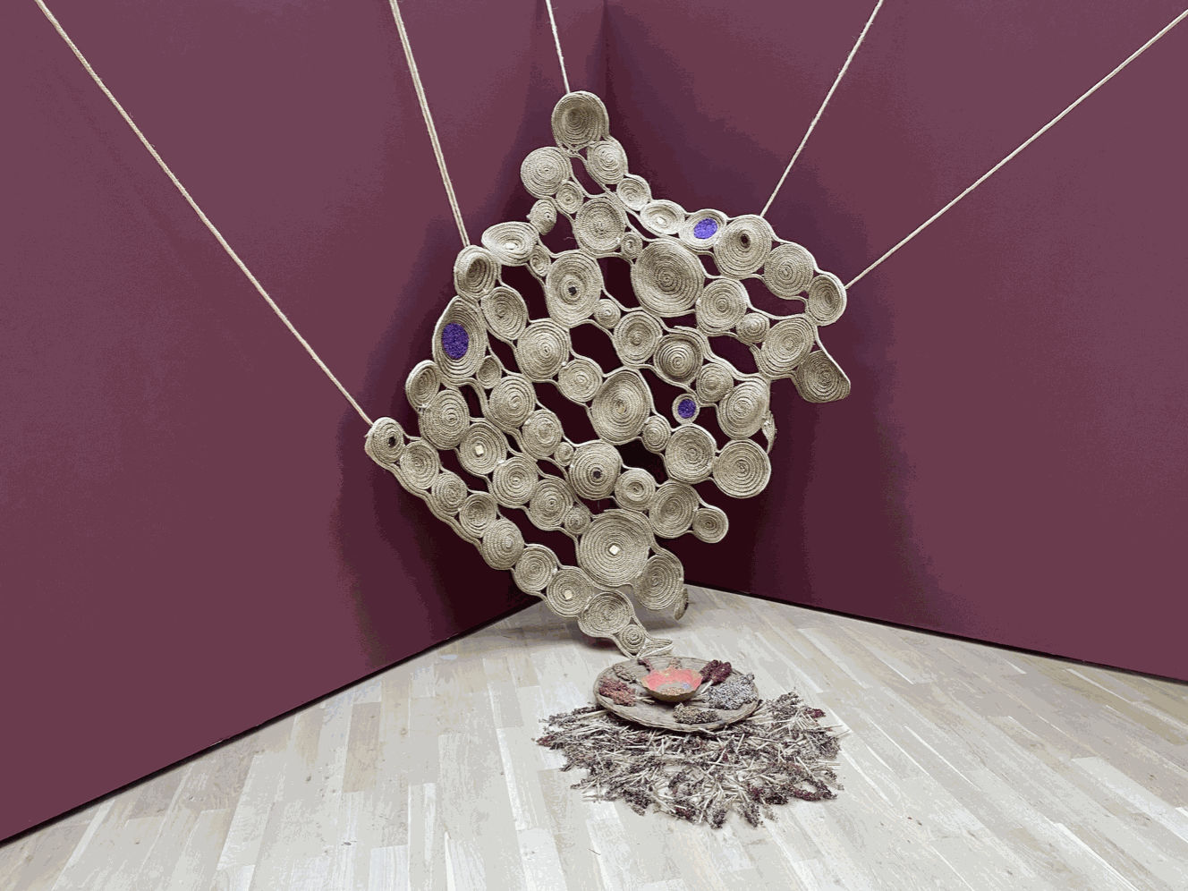 Installation shot. Dancing with Winnowers, Mixed Media Installation, Empowerment exhibition, Kunstmuseum Wolfsburg.