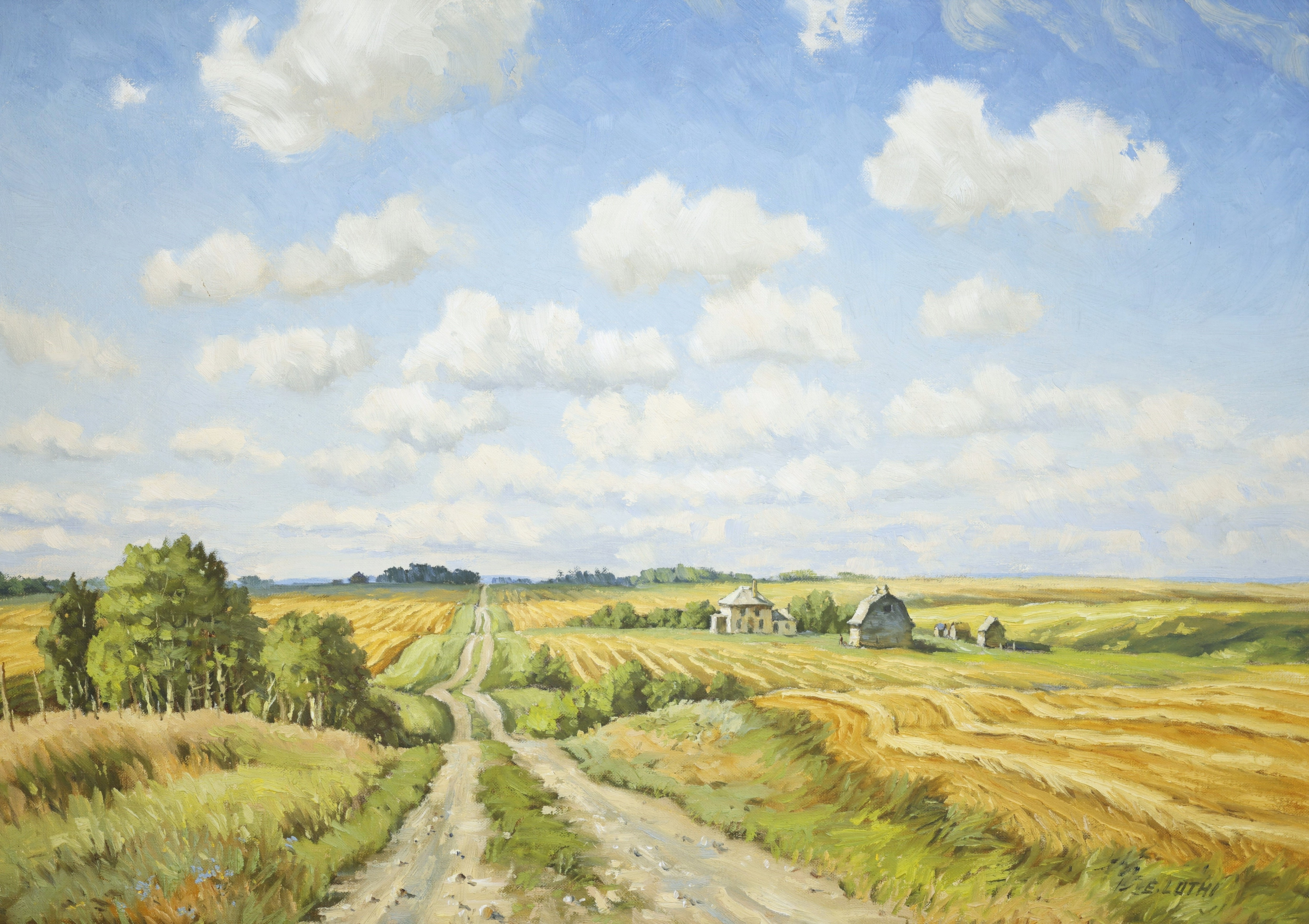 Ernest Luthi; Road Past the Farm, Southern Saskatchewan