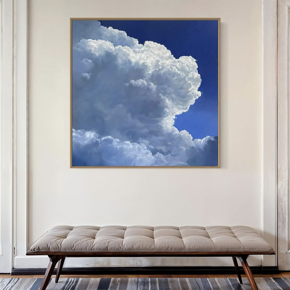 Rachel English Cloud painting hanging on wall