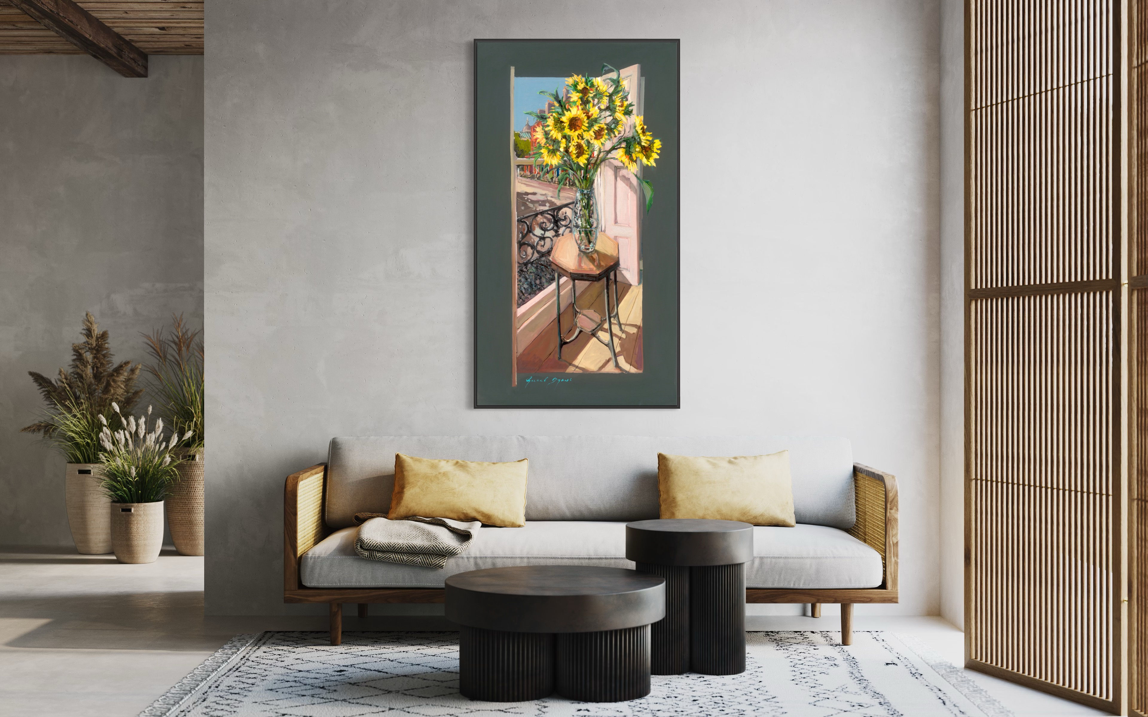 Gerard-Byrne-Wilde-Sunflowers-painting-artist-in-residence-Oscar-Wilde-House-Dublin