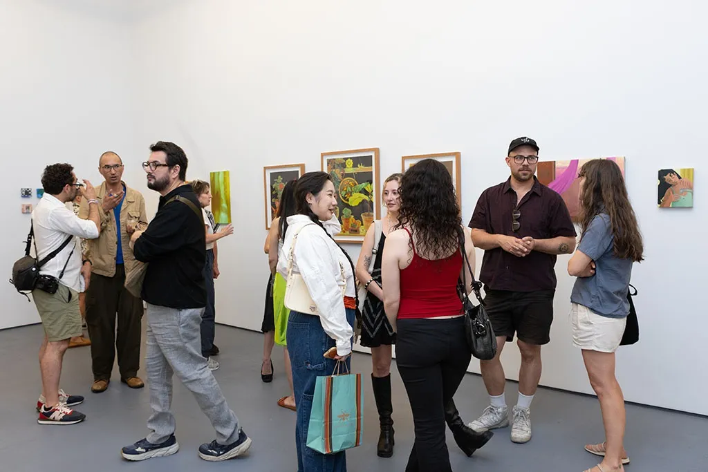 Image of the crowd at the opening for Left Unsaid at Hashimoto Contemporary