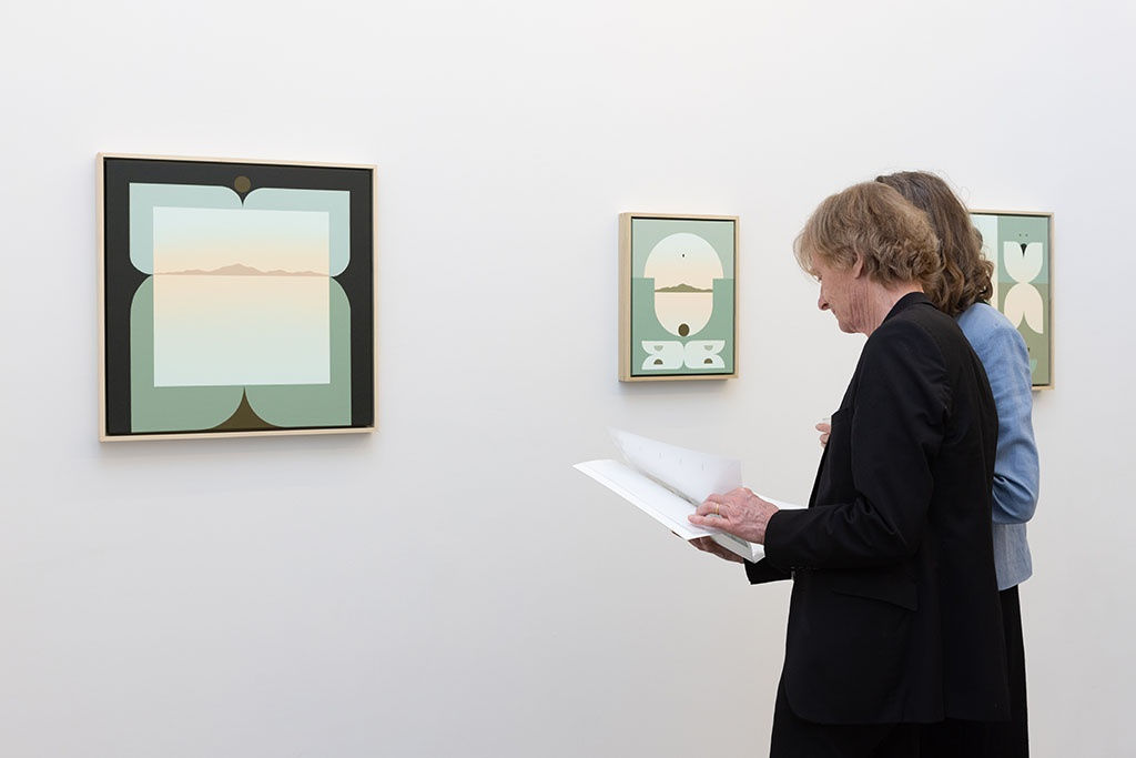 woman at the opening of Madeleine Tonzi's The Moon Underwater