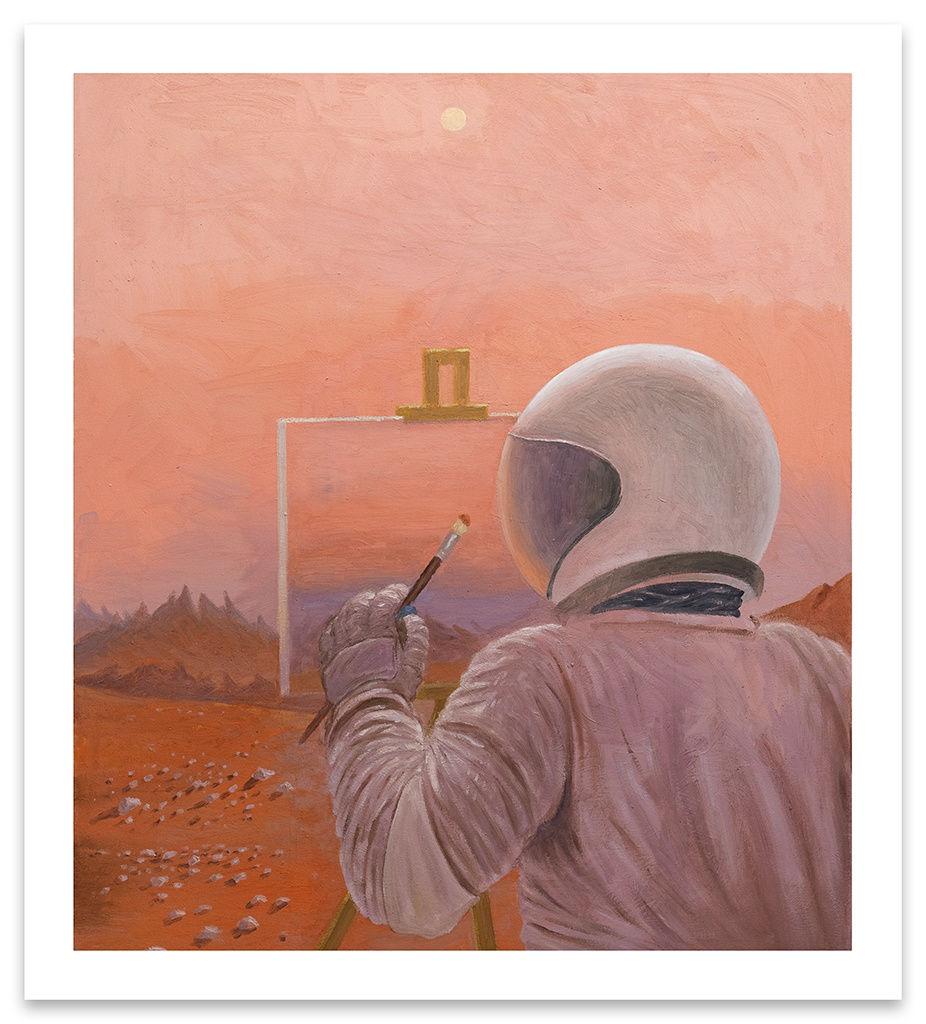 Paul Gagner print of an astronaut painting a landscape of Mars