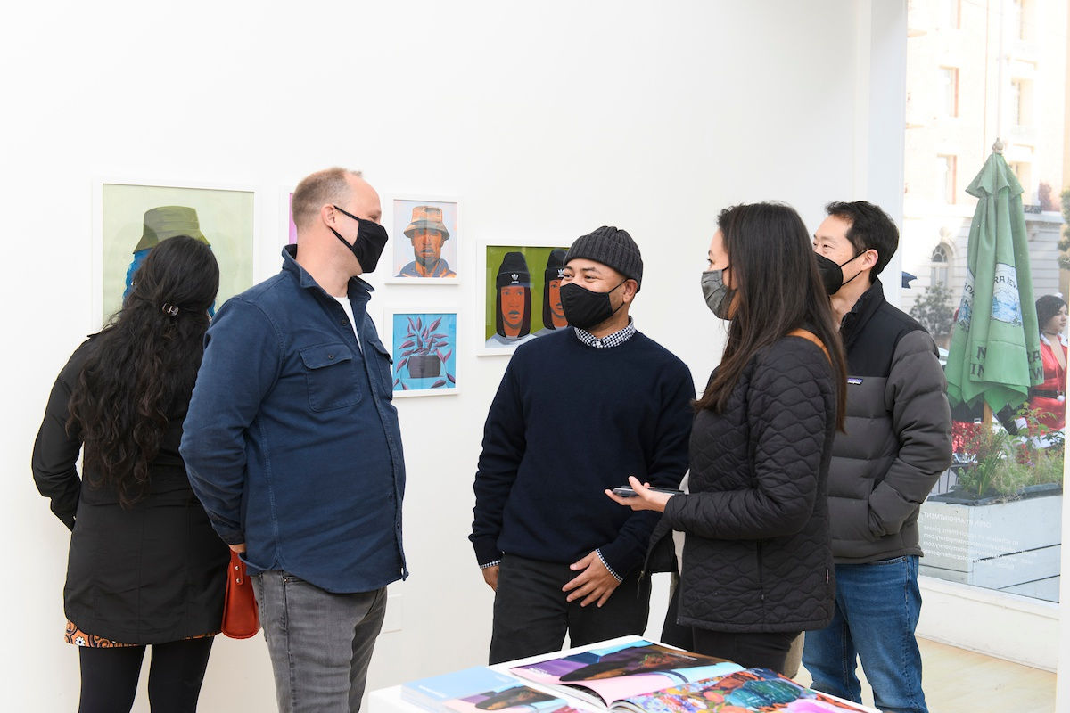 photo of the opening reception of Dennis Brown's art show