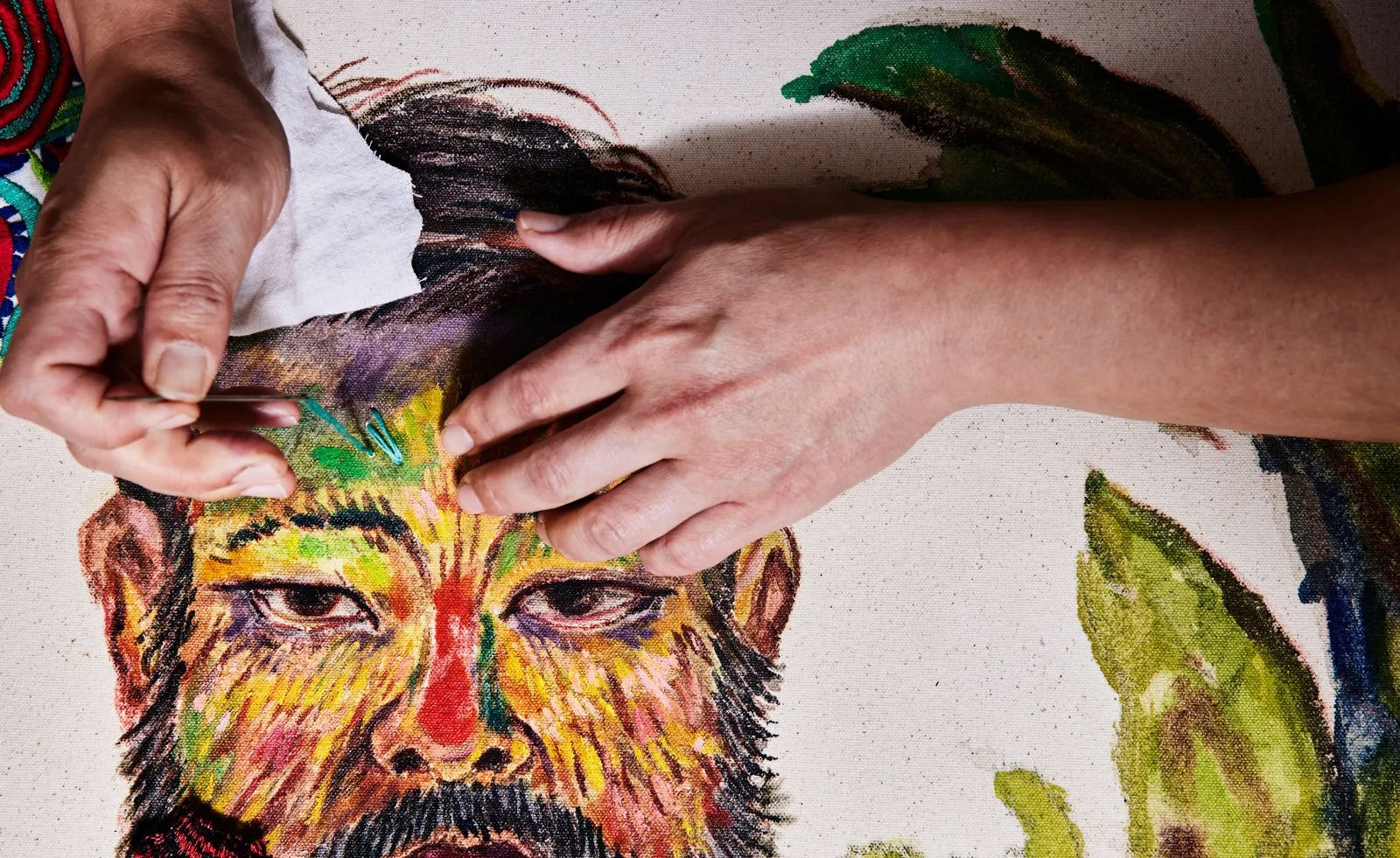 Ken Gun Min working on his artwork 'Daddy lives in Hollywood Hills' (Image credit: Sam Frost)