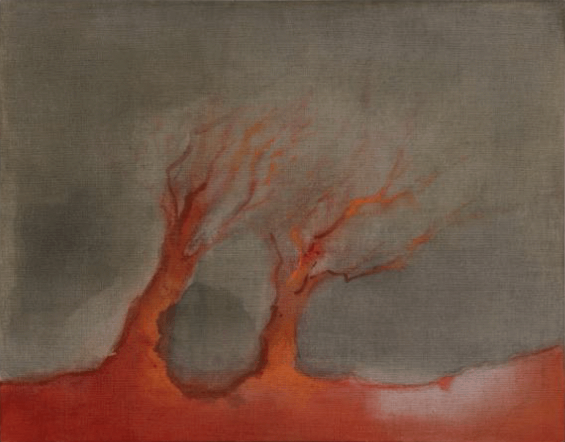 Leiko Ikemura Trees2013 Tempera on jute 100 x 140 cm 39 3/8 x 55 1/8 in