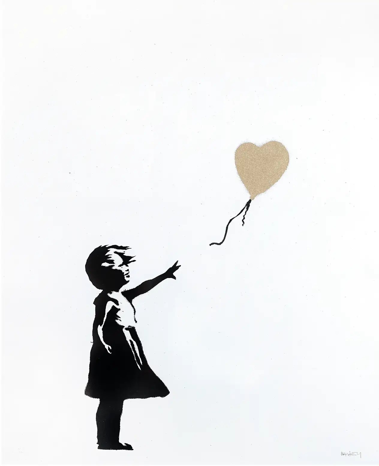 Banksy, Girl With Balloon - Gold (Signed) Artist Proof Edition of