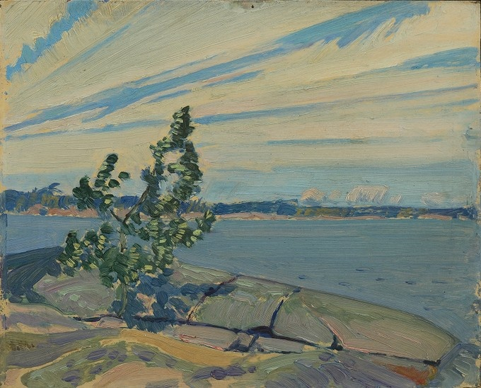 J.E.H. MacDonald, Poplars and Rock, Sturgeon Bay Near Pointe au Baril, 1931, The Thomson Collection at the Art Gallery of Ontario, AGOID.103920