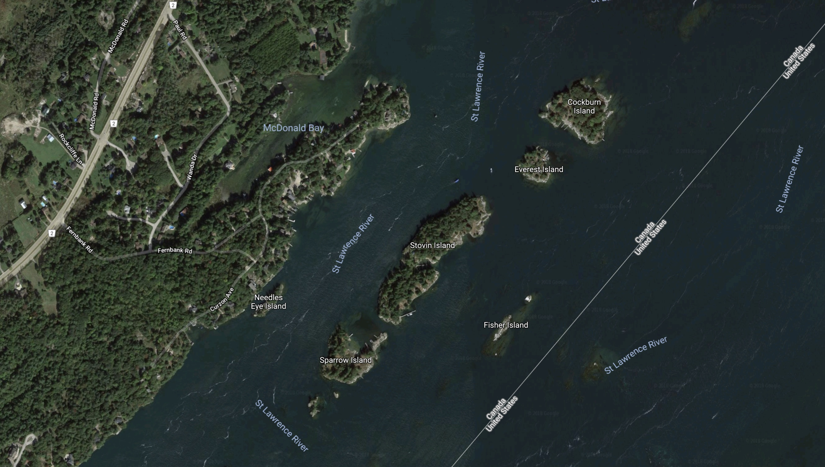 Map of the Fernbank area including Needle’s Eye Island.