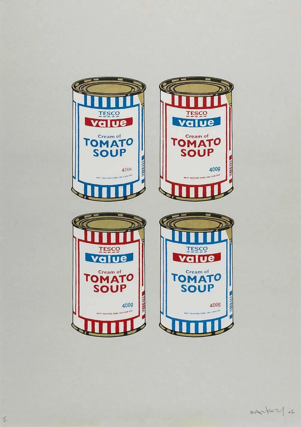 Banksy, Soup Cans Quad (Grey Paper) (Signed), 2006 | Guy Hepner
