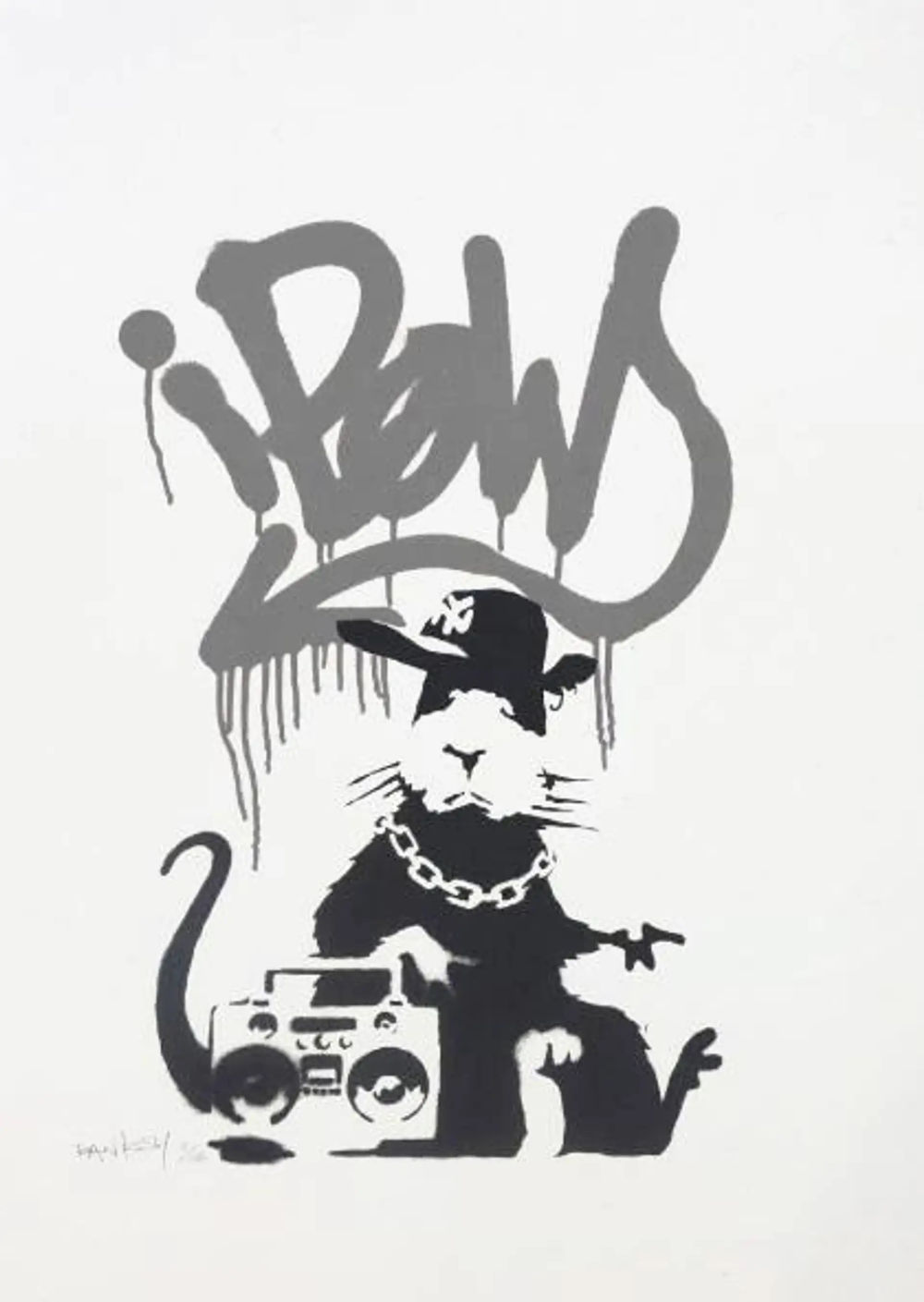Banksy, Gangsta Rat (Blue) (Signed) , 2004 | Guy Hepner