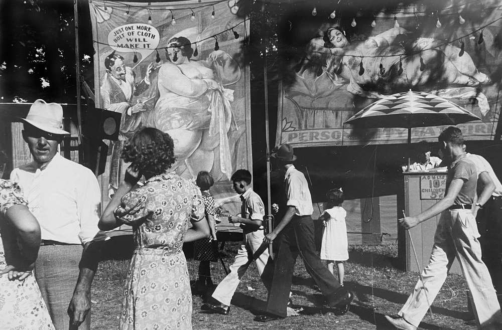 Ben Shahn, Sideshow at the county fair, central Ohio, August, 1938