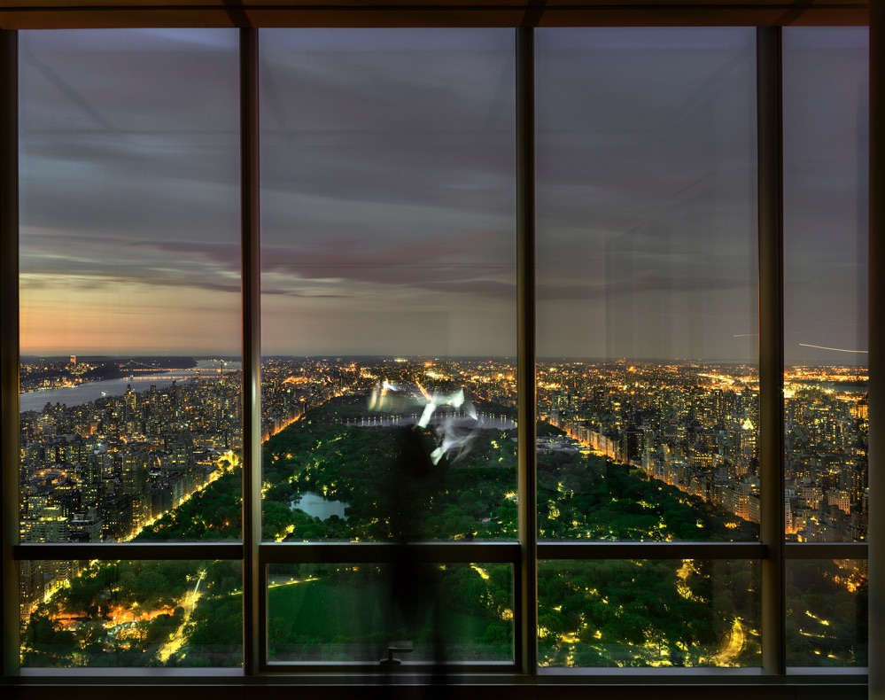 Matthew Pillsbury, Self Portrait Over Central Park at Sunset, One57, 2016