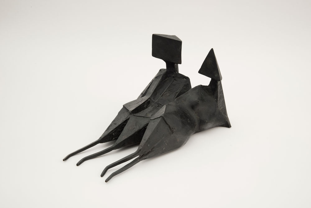 Lynn Chadwick, Maquette IV Two Reclining Figures, 1973, Bronze with black patina, 8 1/2 (H) x 11 (W) x 16 (D) inches