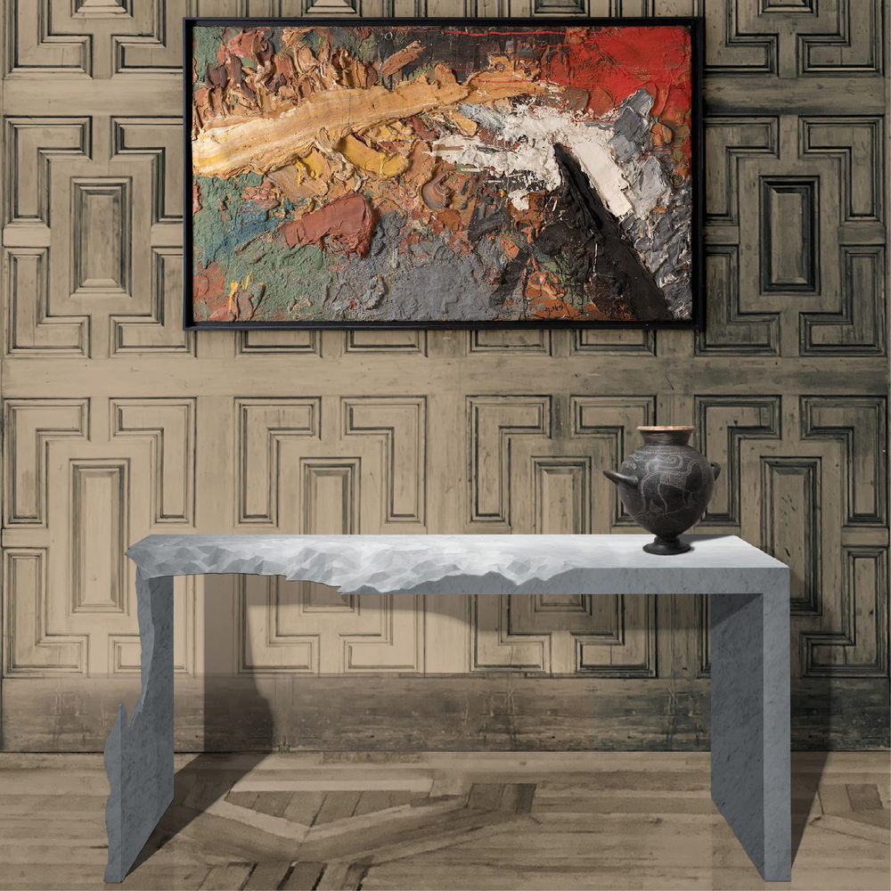 Zachary Eastwood-Bloom, 'Informazioni Mangiato il Mio Tavolo' (Information Ate My Table); Painting by Bram Bogart showing with Vigo Gallery and an ancient Italian stamnos showing with Charles Ede Gallery.