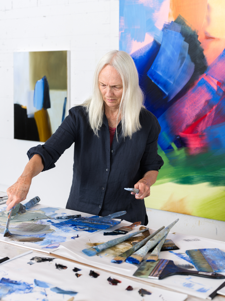 Elise Ansel in her studio, East Hampton, NY, 2025.
Photographed by Dan Bradica.