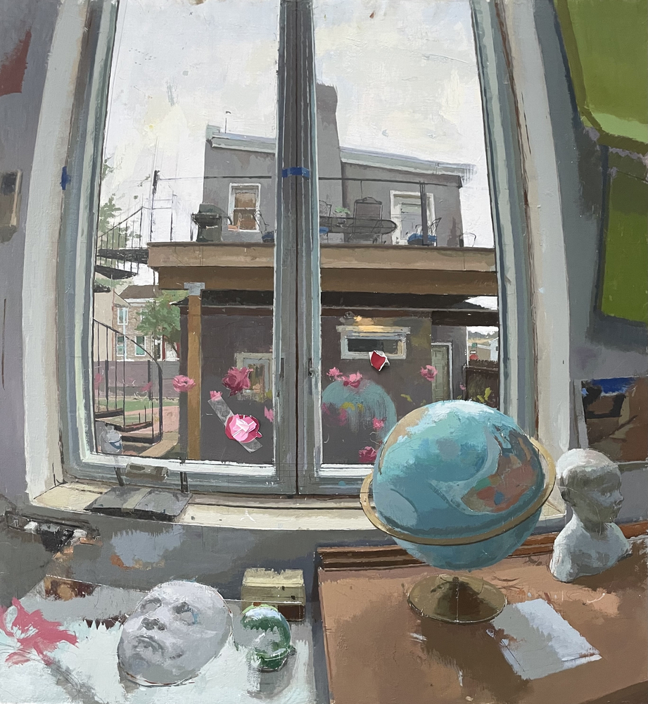 Still Life with Deck and Globe, Oil On Linen Mounted On Panel, 39&amp;quot; x 36&amp;quot;