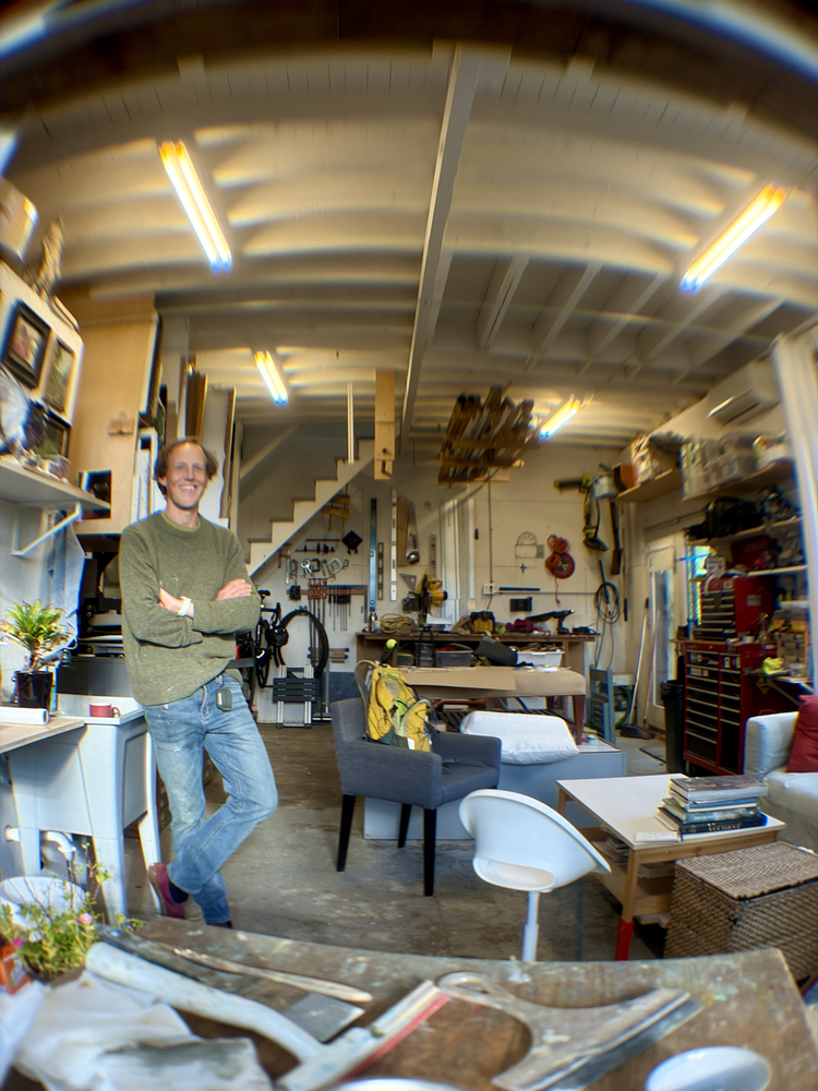 Peter Van Dyck in his studio