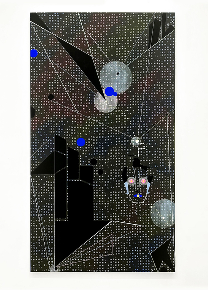 Janet Jones | Networks of Dreams | Acrylic and gouache on printed canvas | 92 x 52 inches | 2023