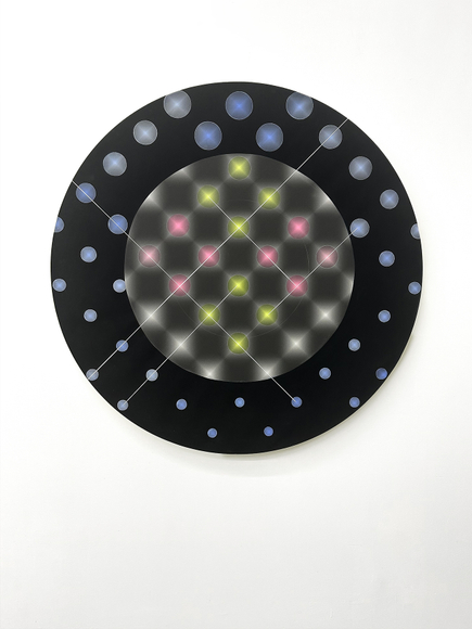 Janet Jones | Zooming to Zero | Acrylic and gouache on printed canvas | 48 x 48 inches | 2023