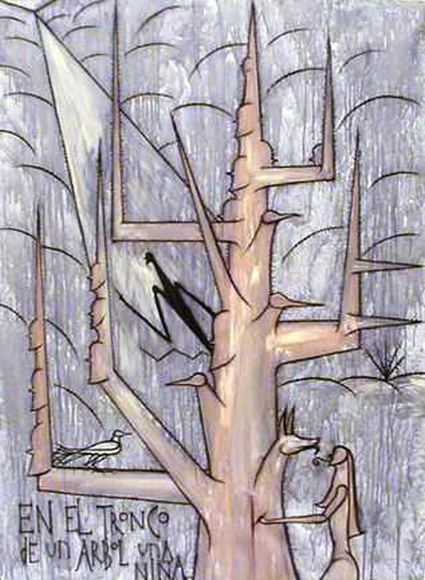 Jose Bedia, En El Tronco de un Arbol una Nina