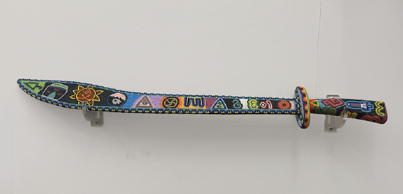 Chop Chop, 2023, Plastic Beads on Wood