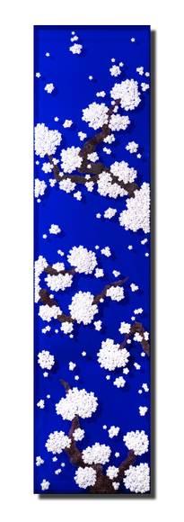 Becoming Again_BB4, 2024, Paper buttons, beads, crystals, pins on plexiglass and plexiglass frame