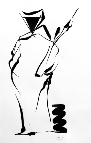 The Guard, 1968, Brush &amp;amp; Indian Ink on Paper