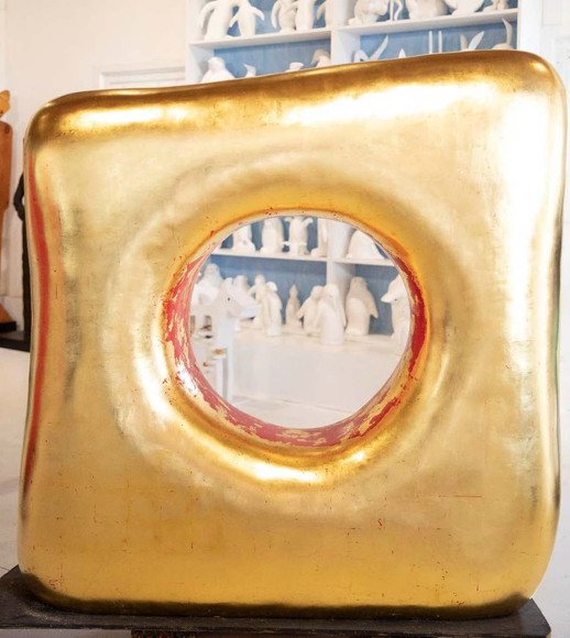 Bone Form, Gold leaf on wood