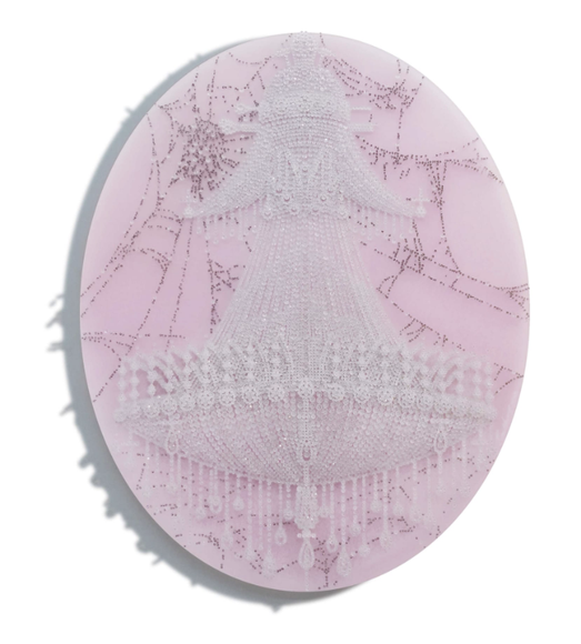 The Secret Sublime_P7, 2003, Crystals, beads, pins on plexiglass