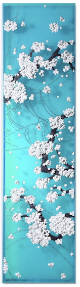 Becoming Again, 2020, Paper Buttons, Beads, Crystals and Pins on Plexiglass, Plexiglass Frame