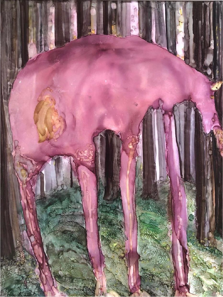 Lost in the Woods,&nbsp;2019, Ink and watercolor on paper