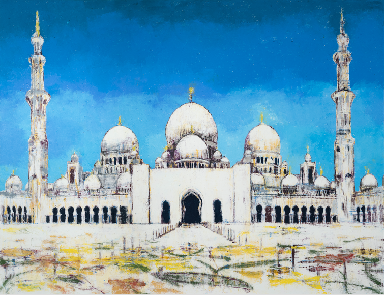 Sheikh Zayed Mosque,&nbsp;2017, Oil on canvas